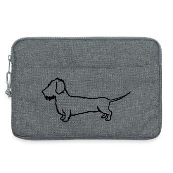 Porte-chien pour couverture Teckel à poil rugueux - Sacoche pour ordinateur portable 13 pouces - gris chiné - Devant