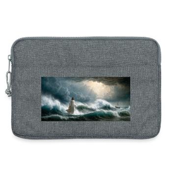 Jesus auf den Wellen - Laptoptasche 13" - Grau meliert - Vorne