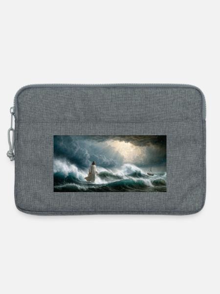 Jesus auf den Wellen - Laptoptasche 13" - Grau meliert