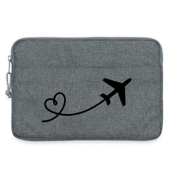Airplane with heart - Laptop bag 13" - heather grey - Front