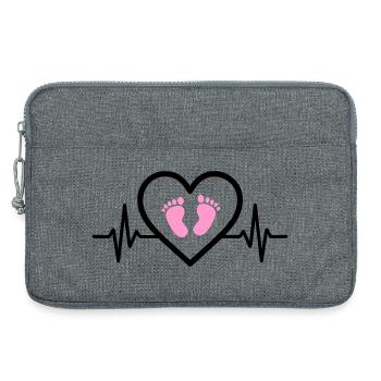 Schwangerschaft Herz Rosa Babyfüße Mädchen - Laptoptasche 13" - Grau meliert - Vorne
