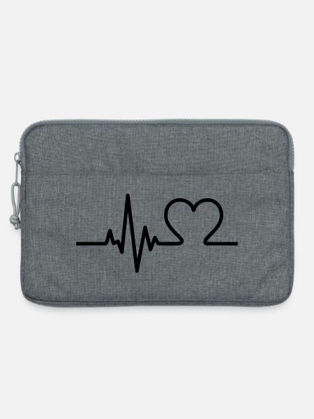 Herzschlag mit Herz – Liebe & Leben Symbol - Laptoptasche 13" - Grau meliert