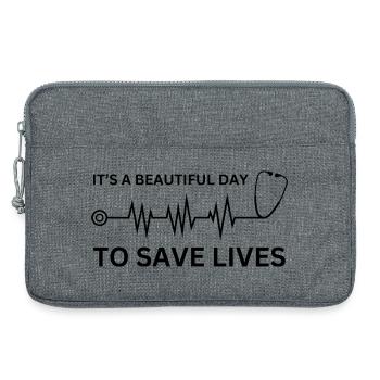 Beautiful Day To Save Lives - Funny Nurse Medical  - Laptop bag 13" - heather grey - Front