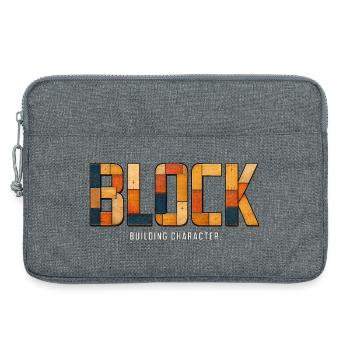 BLOCK – Building Character | Wooden play on words - Laptop bag 13" - heather grey - Front