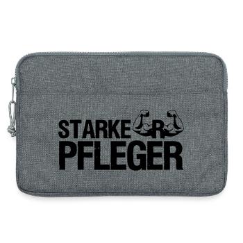 Starker Pfleger Pflege,Sprüche, Geschenk,Berufe - Laptoptasche 13" - Grau meliert - Vorne