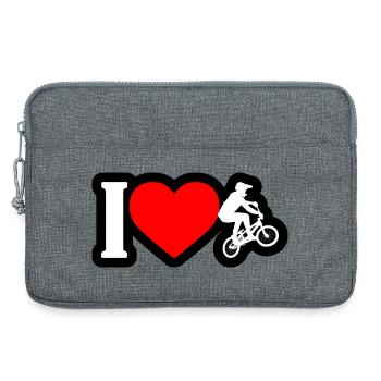 I Heart Cycling on Black - Laptop bag 13" - heather grey - Front
