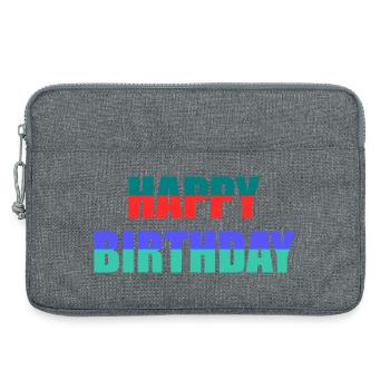 ANNIVERSAIRE. HAPPY BIRTHDAY. JOYEUX ANNIVERSAIRE - Sacoche pour ordinateur portable 13 pouces - gris chiné - Devant