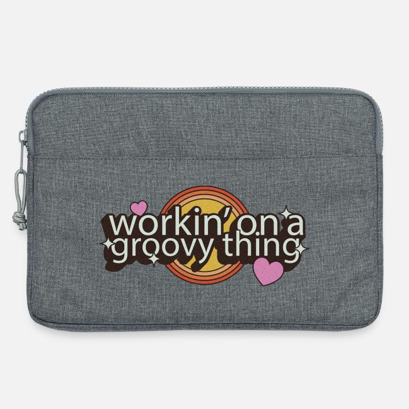 Workin' on a Groovy Thing – 70s Lettering - Laptop bag 13" - heather grey