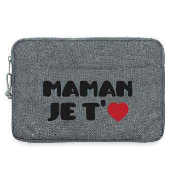 Maman je t'aime - Fête des Mères - Sacoche pour ordinateur portable 13 pouces - gris chiné - Devant