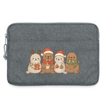 Robben und Walrosse Kinder Jungen Mädchen Weihnach - Laptoptasche 13" - Grau meliert - Vorne