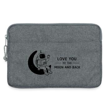 Je t’aime jusqu’à la lune et je reviens gribouiller - Sacoche pour ordinateur portable 13 pouces - gris chiné - Devant