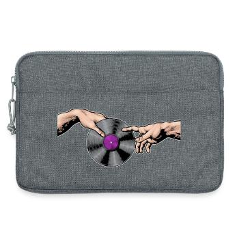 Mains touchant l’art d’un disque vinyle - Sacoche pour ordinateur portable 13 pouces - gris chiné - Devant