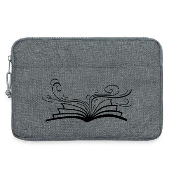 Un livre ouvert d’où émergent des lignes gracieuses et fluides - Sacoche pour ordinateur portable 13 pouces - gris chiné - Devant