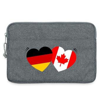 Drapeaux du cœur allemand-canadiens - Sacoche pour ordinateur portable 13 pouces - gris chiné - Devant