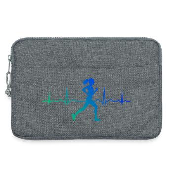 Idée cadeau pour un coureur avec course à pied - Sacoche pour ordinateur portable 13 pouces - gris chiné - Devant