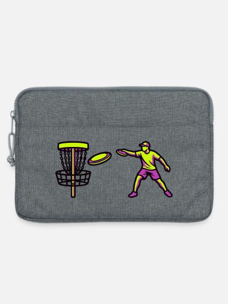 Discgolf Spieler Wurf Grafik - Laptoptasche 13" - Grau meliert