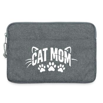 Cat Mom Pfoten Schriftzug - Laptoptasche 13" - Grau meliert - Vorne