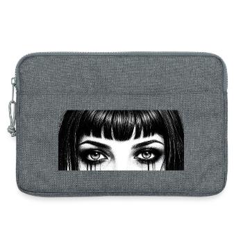 Conception en forme de goutte aux yeux noirs et blancs - Sacoche pour ordinateur portable 13 pouces - gris chiné - Devant