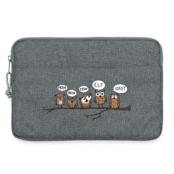 moin eulen lustig tier illustration morgen hamburg - Laptoptasche 13" - Grau meliert - Vorne