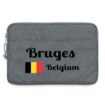 Bruges Belgique - Imprimés élégants - Sacoche pour ordinateur portable 13 pouces - gris chiné - Devant