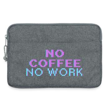 No Coffee No Work – T-shirt pixel art rétro gaming - Sacoche pour ordinateur portable 13 pouces - gris chiné - Devant