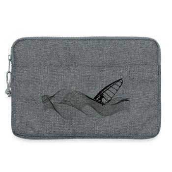 Windsurfer auf Wellenstruktur - Laptoptasche 13" - Grau meliert - Vorne