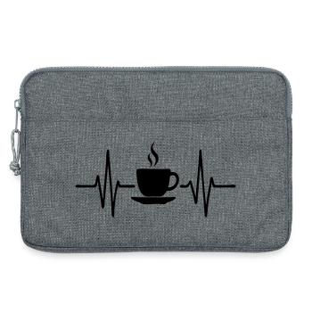 Kaffee Herzschlag, minimalistisches Line Art Design - Laptoptasche 13" - Grau meliert - Vorne