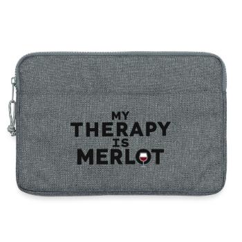 My Therapy Is Merlot Lustiger Wein Spruch - Laptoptasche 13" - Grau meliert - Vorne