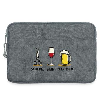 Schere Wein Paar Bier Lustiges Party Wortspiel - Laptoptasche 13" - Grau meliert - Vorne