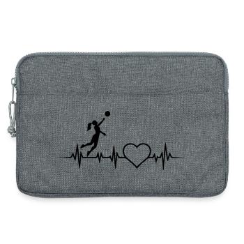 Volleyball EKG Herzschlag Puls Volleyballerin - Laptoptasche 13" - Grau meliert - Vorne