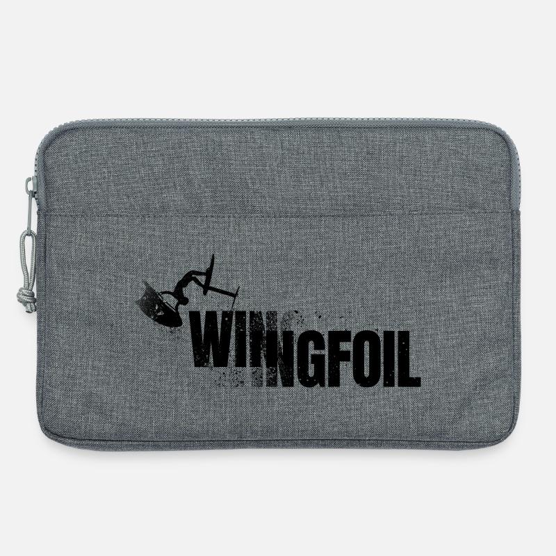 Wingfoiler mit Schriftzug - Laptoptasche 13" - Grau meliert