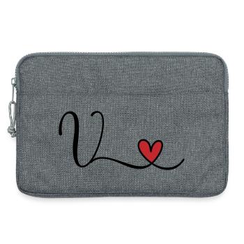 Letter V Monogram Initial Heart - Laptop bag 13" - heather grey - Front