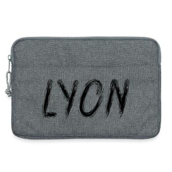 Lyon en lettres brush noir - Sacoche pour ordinateur portable 13 pouces - gris chiné - Devant