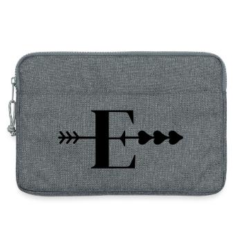 Lettre e flèche cœur  - Sacoche pour ordinateur portable 13 pouces - gris chiné - Devant