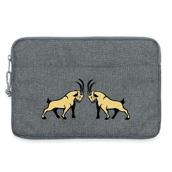 Steinbock Beige Doppelbull Symmetrie - Laptoptasche 13" - Grau meliert - Vorne