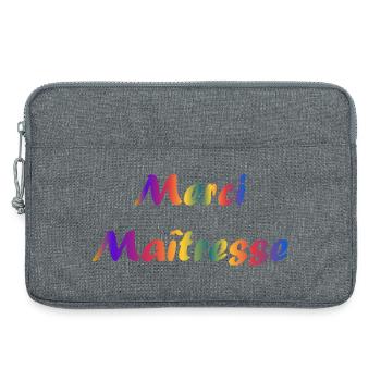 MAÎTRESSE. MAITRE. MERCI. MERCI MAÎTRESSE. - Sacoche pour ordinateur portable 13 pouces - gris chiné - Devant