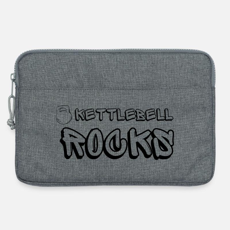 Kettlebell ROCKS Shirts schwarz - Laptoptasche 13" - Grau meliert