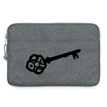 Verzierte Skelettschlüssel-Silhouette - Laptoptasche 13" - Grau meliert - Vorne