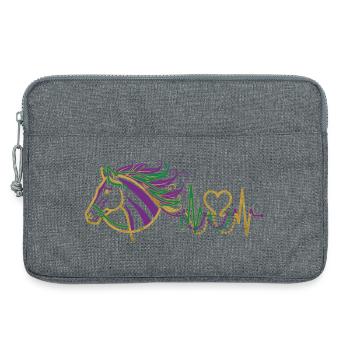 Cadeau mignon pour cavalier ECG du battement cardiaque du cheval - Sacoche pour ordinateur portable 13 pouces - gris chiné - Devant