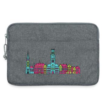 Bruges City Skyline Belfry Tower Modern Art - Laptop bag 13" - heather grey - Front