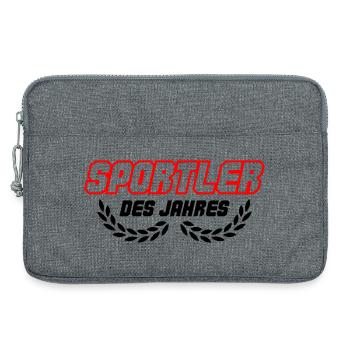Lettrage sportif en contour rouge - Sacoche pour ordinateur portable 13 pouces - gris chiné - Devant