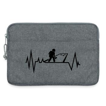 Boccia Herzschlag Design Bouler Petanque Herzfrequenz - Laptoptasche 13" - Grau meliert - Vorne