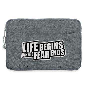 Life Begins Where Fear Ends Motivierend Zitat Logo - Laptoptasche 13" - Grau meliert - Vorne