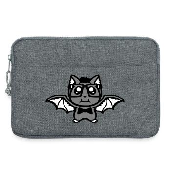 mignon nerd chauve-souris lunettes noeud papillon Halloween geek - Sacoche pour ordinateur portable 13 pouces - gris chiné - Devant