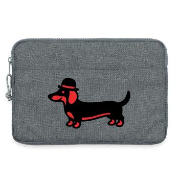 Monsieur au chapeau teckel cool - Sacoche pour ordinateur portable 13 pouces - gris chiné - Devant