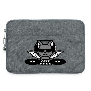 DJ Fledermaus Kopfhörer Mischpult Halloween Party - Laptoptasche 13" - Grau meliert - Vorne