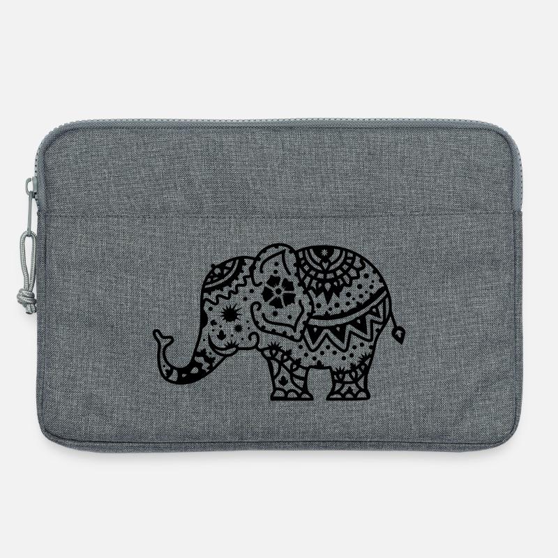 Verzierter indischer Elefant - Laptoptasche 13" - Grau meliert