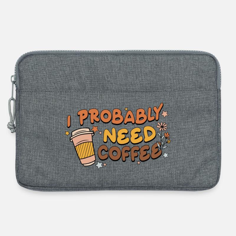 Ich brauche wahrscheinlich Kaffee - Laptoptasche 13" - Grau meliert