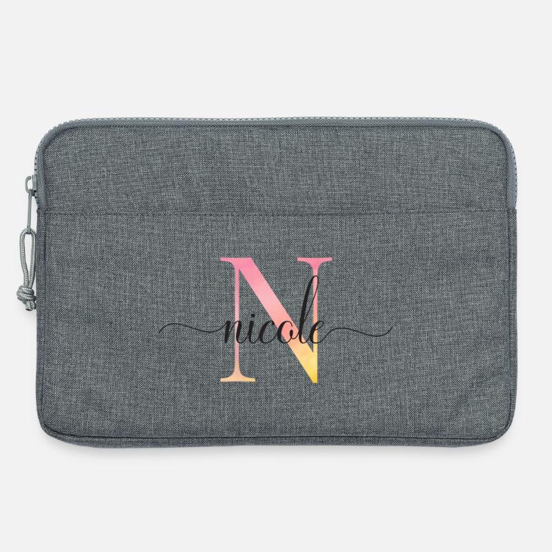 N | Monogramm | Name | Nicole |Watercolor - Laptoptasche 13" - Grau meliert