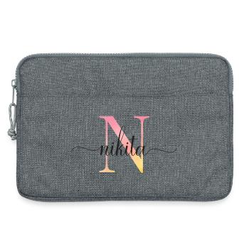 N | Monogram | Name | Nikita |Watercolor - Laptop bag 13" - heather grey - Front
